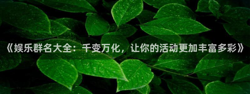 pg国际官网：《娱乐群名大全：千变万化，让你的活动更加丰富多彩》