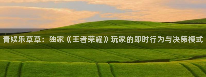 pg国际：青娱乐草草：独家《王者荣耀》玩家的即时行为与决策模式